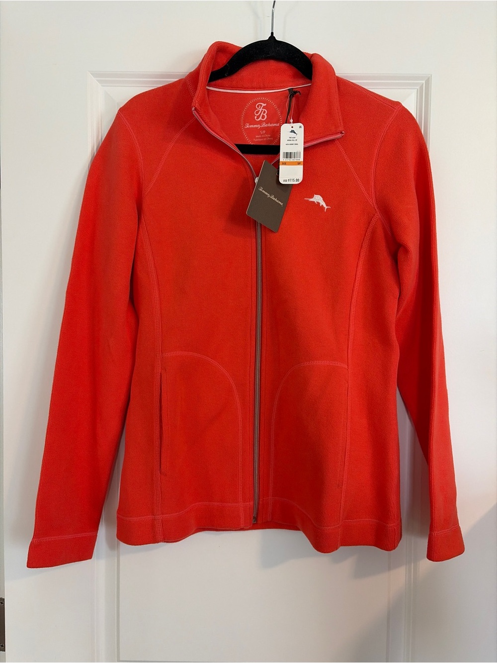 NWT Tommy Bahama Aruba Full-Zip Sweatshirt Coral Pink Small